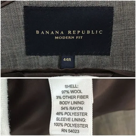 BANANA REPUBLIC Mens Blazer Sport Coat‎ Casual Jacket Size 44R Modern Wool Suit